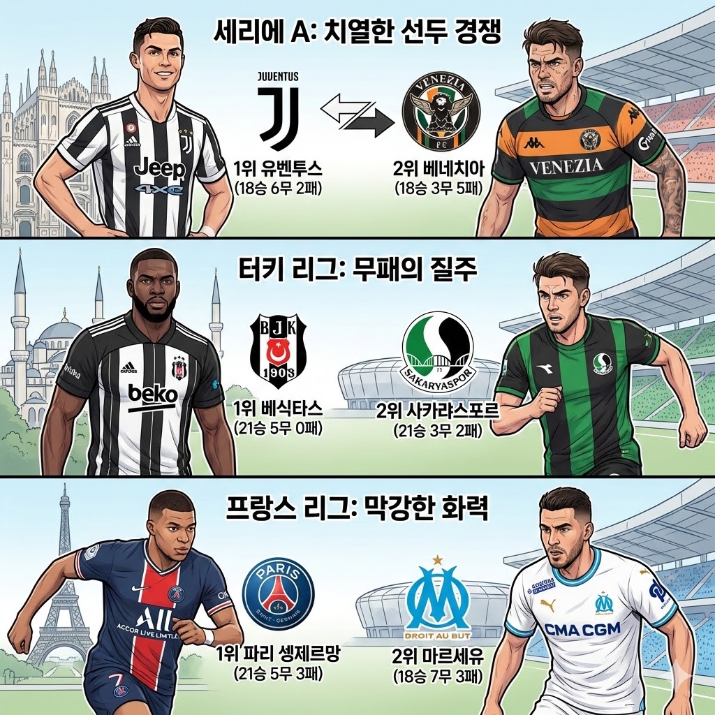 세리에A 유벤투스 선두 질주, 베네치아 돌풍터키 리그